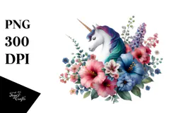 Unicorn Flower Colorful Vibrant Sublimation Clipart Product Image 1