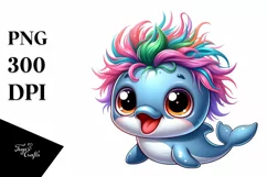 cute Colorful Cartoon Baby Dolphin | Clipart Product Image 3