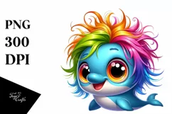cute Colorful Cartoon Baby Dolphin | Clipart Product Image 1