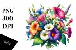Colorful Morning Glory Buquet Clipart Product Image 3