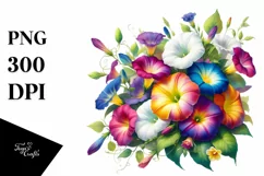 Colorful Morning Glory Buquet Clipart Product Image 1