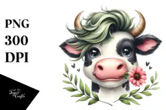 Funny Cow with Cool Hair PNG Product Image 1