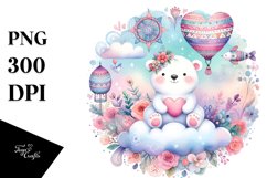 Colorful Pastel Polar Bear on Cloud PNG Product Image 1