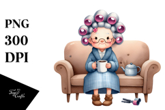 Elderly Lady Watercolor Clipart Product Image 1