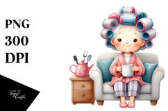 Elderly Lady Watercolor Clipart Product Image 1