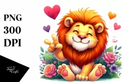 Funny Cute Lion Smiling with Love Sign Product Image 1