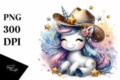 Cute Unicorn with Cowboy Hat | Sublimation | Clipart Product Image 3