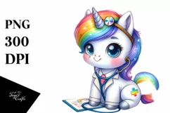 Cute Baby Unicorn Rainbow Doctor | Sublimation | Clipart Product Image 3