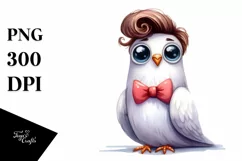 Funny Dove with Big Eyes and Bow Clipart Product Image 3
