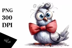 Funny Dove with Big Eyes and Bow Clipart Product Image 1