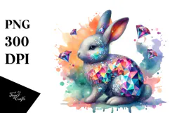 Colorful Bunny Made of Diamonds PNG Product Image 1
