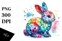 Colorful Bunny Made of Diamonds PNG Product Image 1