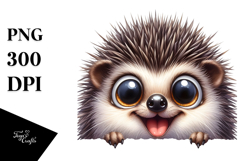 Crazy Hedgehog Peek Watercolor Sublimation Clipart Product Image 1