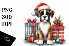 Boxer Surrounded by Christmas Gifts PNG Product Image 3