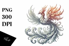 Vintage Pencil Phoenix Bird Made of Fire and Ice PNG Product Image 1