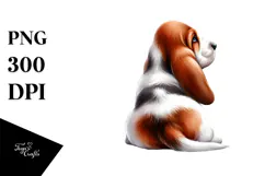 Elegant Basset Hound with Christmas Decor, High-Res PNG Product Image 1