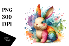 Colorful Bunny on Splashy Background PNG Product Image 1