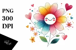 Smiling Flower with Hearts PNG Product Image 1