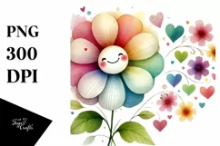 Smiling Flower with Hearts PNG Product Image 1