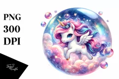 Cute Unicorn Twirling Bubble Dreamy Nebula | Clipart Product Image 3