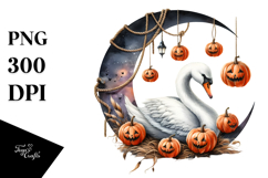 Swan Dressed for Halloween on Half Moon PNG Product Image 1