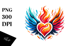 Simple Paintbrush Style Heart with Wings, PNG Product Image 1