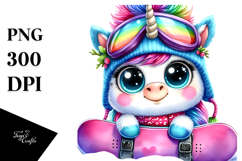 Goofy Baby Unicorn Watercolor PNG Product Image 1