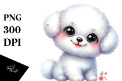 Cute Bichon Frise Watercolor PNG Product Image 1