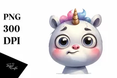 Funny Baby-Face Unicorn, High-Quality PNG Product Image 1