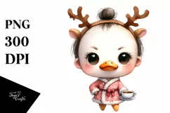 Baby Duck with Christmas Tea, Transparent PNG Product Image 1