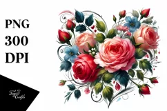 Heart with Roses, Transparent PNG Product Image 1