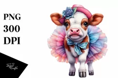 Colorful Cow in Tutu PNG Product Image 3