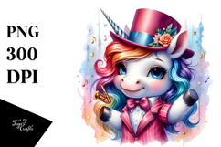 Colorful Baby Unicorn in Jazz Dancer's Outfit PNG Product Image 1