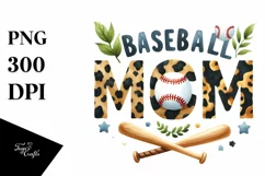 Baseball Mom in Animalprint Font Clipart Product Image 3