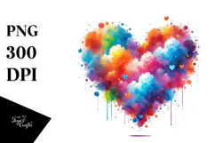 Digital Painting with Colorful Heart PNG Product Image 1
