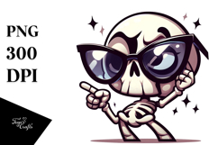 Cartoony Skeleton with Oversized Sunglasses, Transparent PNG Product Image 1