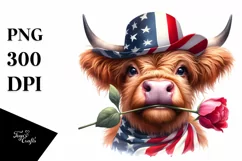 Watercolor Highland Cow Portrait Clipart Product Image 1