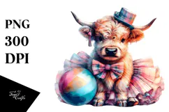 colorful Baby Highland Cow in Ballroom Product Image 1