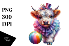 Colorful Baby Highland Cow with Ballroom PNG Product Image 1
