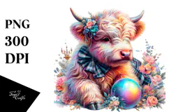 colorful Baby Highland Cow in Ballroom Product Image 1
