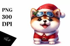 Akita with Santa Hat, High-Quality PNG Product Image 1