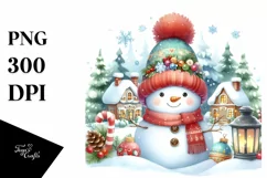 Cute Snowman in Winter PNG Product Image 1