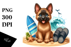 Sitting Sand Surf Malinois Clipart Sublimation Product Image 1
