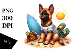 Sitting Sand Surf Malinois Clipart Sublimation Product Image 1
