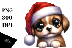 Cute Baby Dog with Santa Hat, Transparent PNG Product Image 1