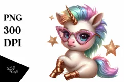 Baby Unicorn Posing Johny Bravo Shimmering Star | Clipart Product Image 3