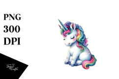 Colorful Baby Unicorn with Mountain PNG Product Image 1