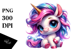 Cute Unicorn with Floral Wreath PNG Product Image 1