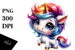 Cute Unicorn with Floral Wreath PNG Product Image 1