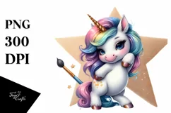 Baby Unicorn Posing Johny Bravo Shimmering Star | Clipart Product Image 3